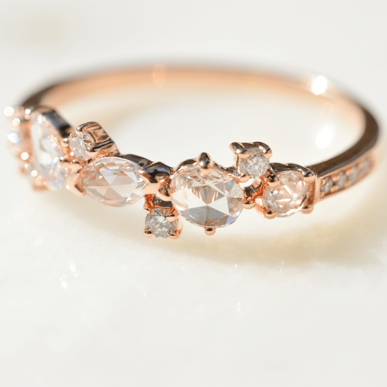 K18PGローズカットダイヤモンドリング – I&JEWELRY