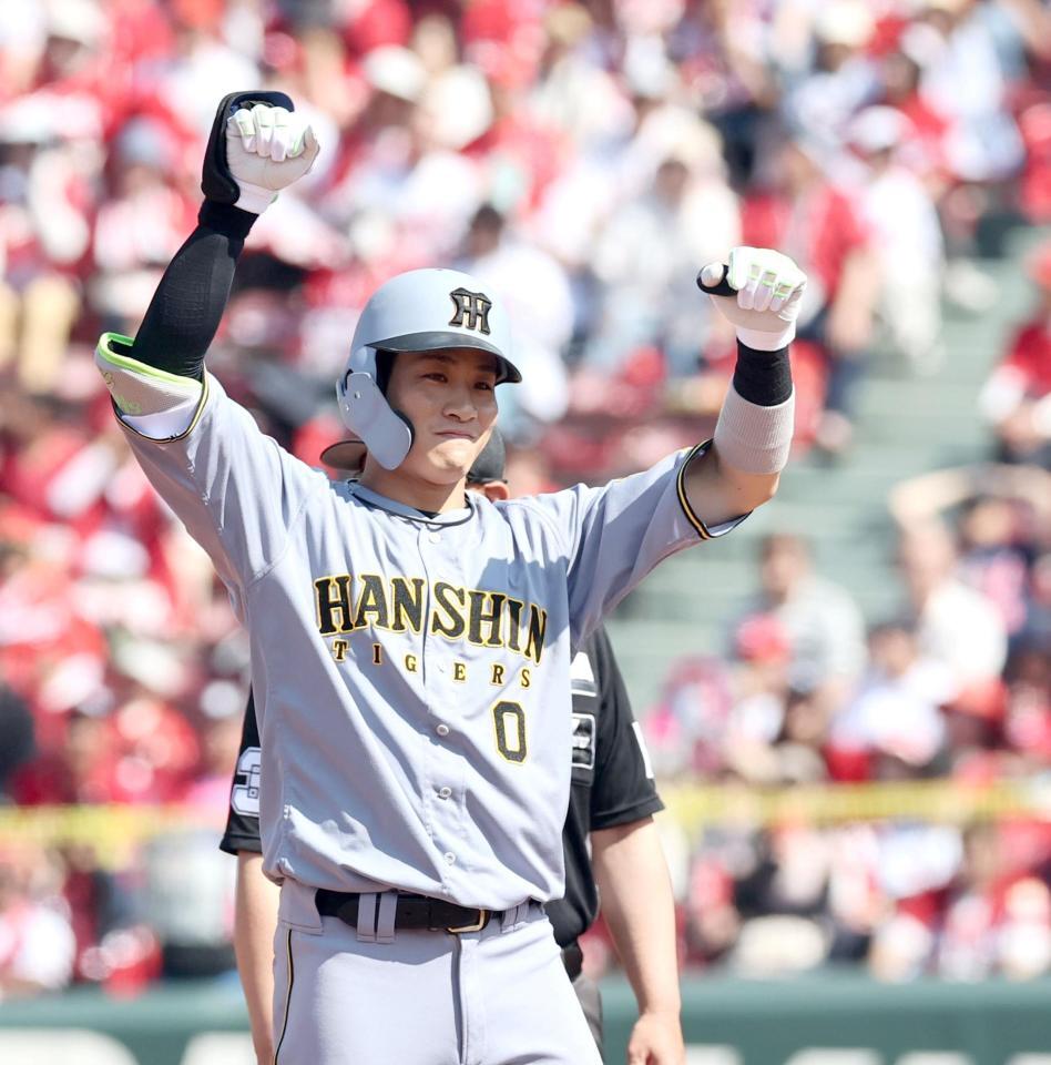 先制V打の阪神・木浪「モーチョも頑張って走った」 藤川監督は絶賛