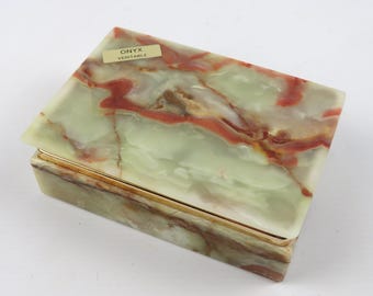 ヴィンテージ オニキス 小物入れ グリーン フィギュアド オニキス