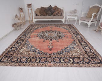 8x11 ラグ、特大トルコラグ、大型ラグ 8x11、ヴィンテージラグ