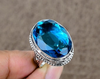 AAA Flawless Indicolite Blue Tourmaline Ring: Marquise Cut