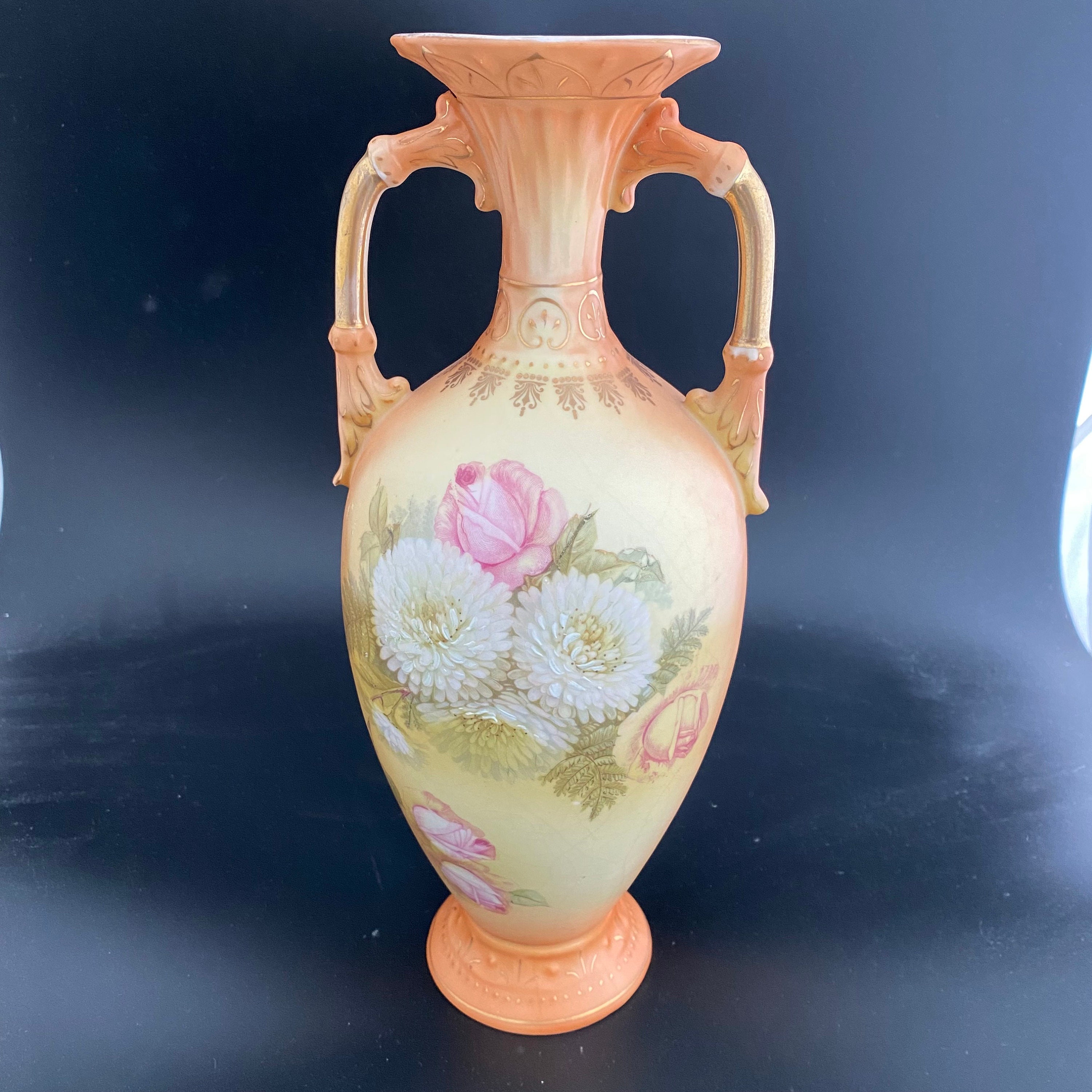 Antique Robert Hanke Austria Porcelain Vase: Hand Painted Floral