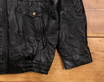 Vintage Leather Works Leather Jacket XL Patchwork Bomber Black - Etsy