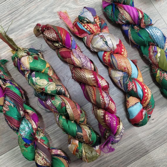 1インチのサリーシルクボーダーリボン、リサイクルボヘミアンシルク