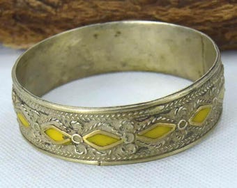 シルバーバングルブレスレット、アンティークモロッコシルバー