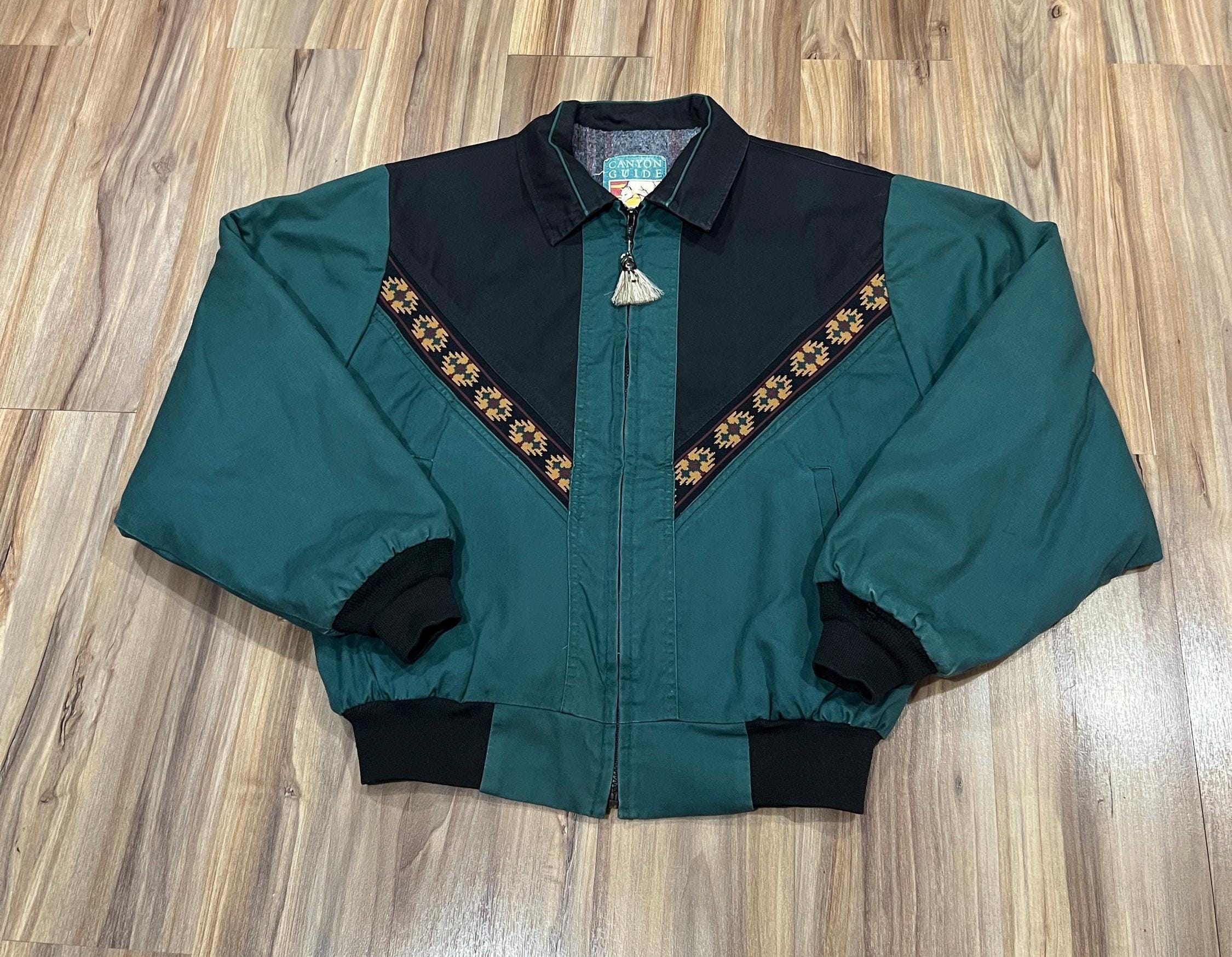 Large Vintage 90s Southwestern Aztec Canvas Cotton Western Style