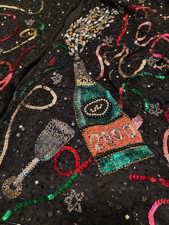 1999/2000 Vintage Sequins and Beaded Silk Jacket Celebrating New