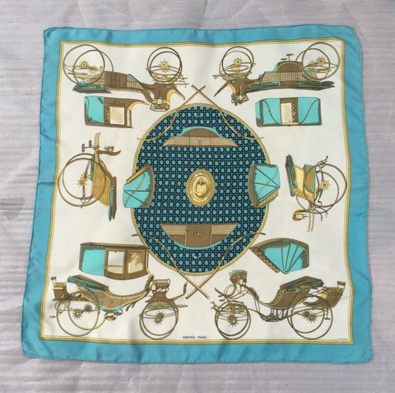 Vintage Hermes La Perriere Transportation Scarf Large 34