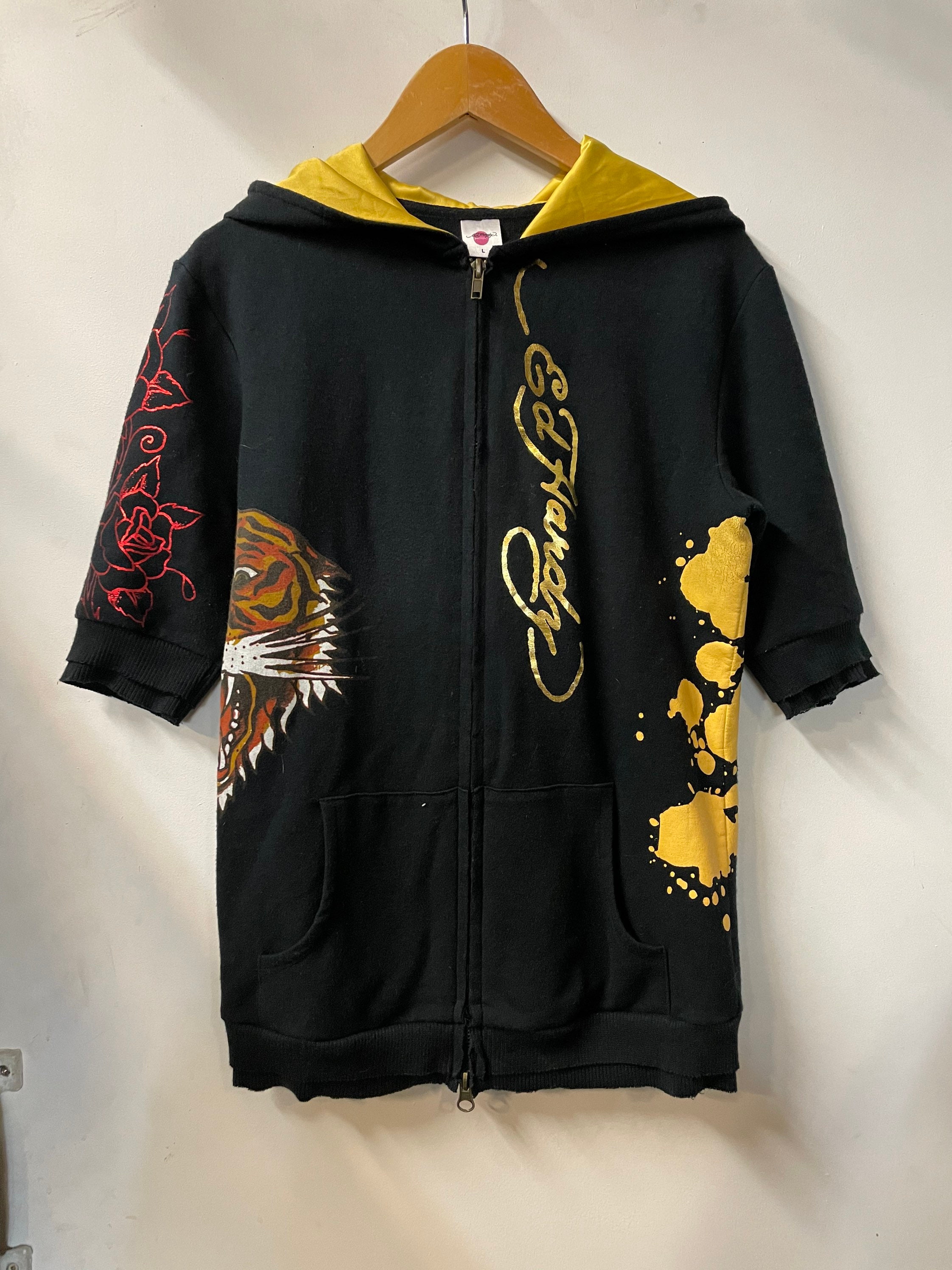 Y2k Ed Hardy Short Sleeve Zip up Hoodie - Etsy