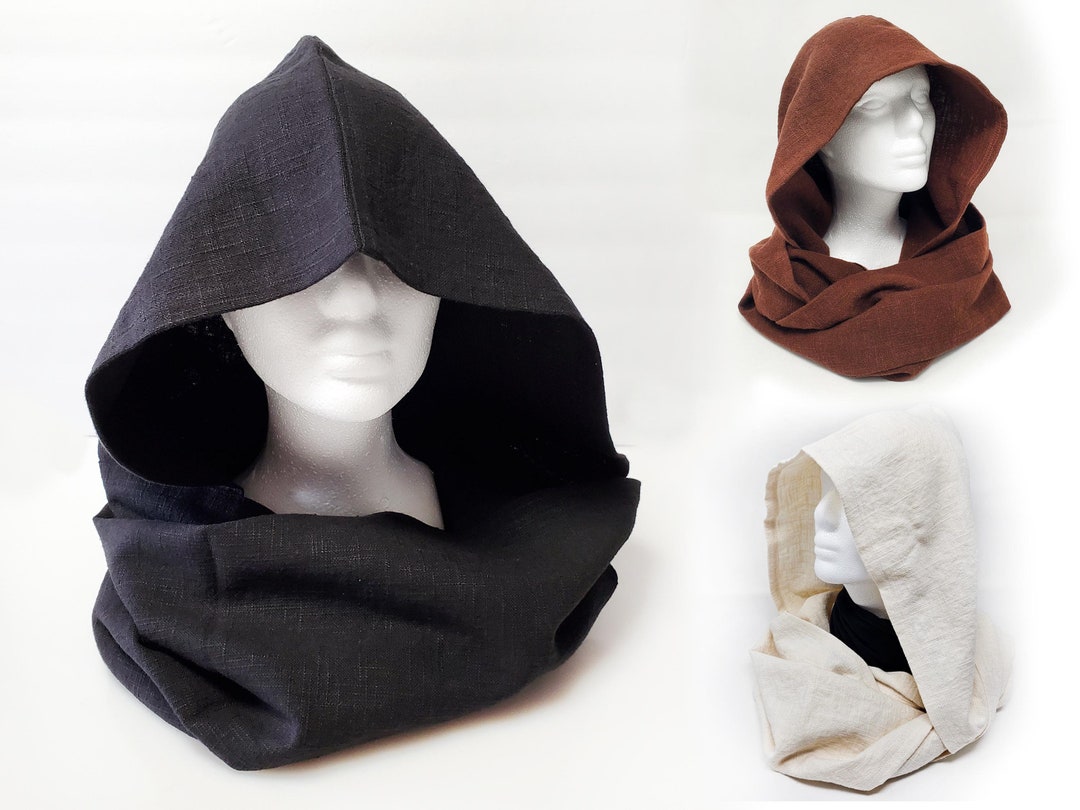 Linen Scarf Hood, Scoodie, Tacti-hood -- Hooded Infinity Scarf for