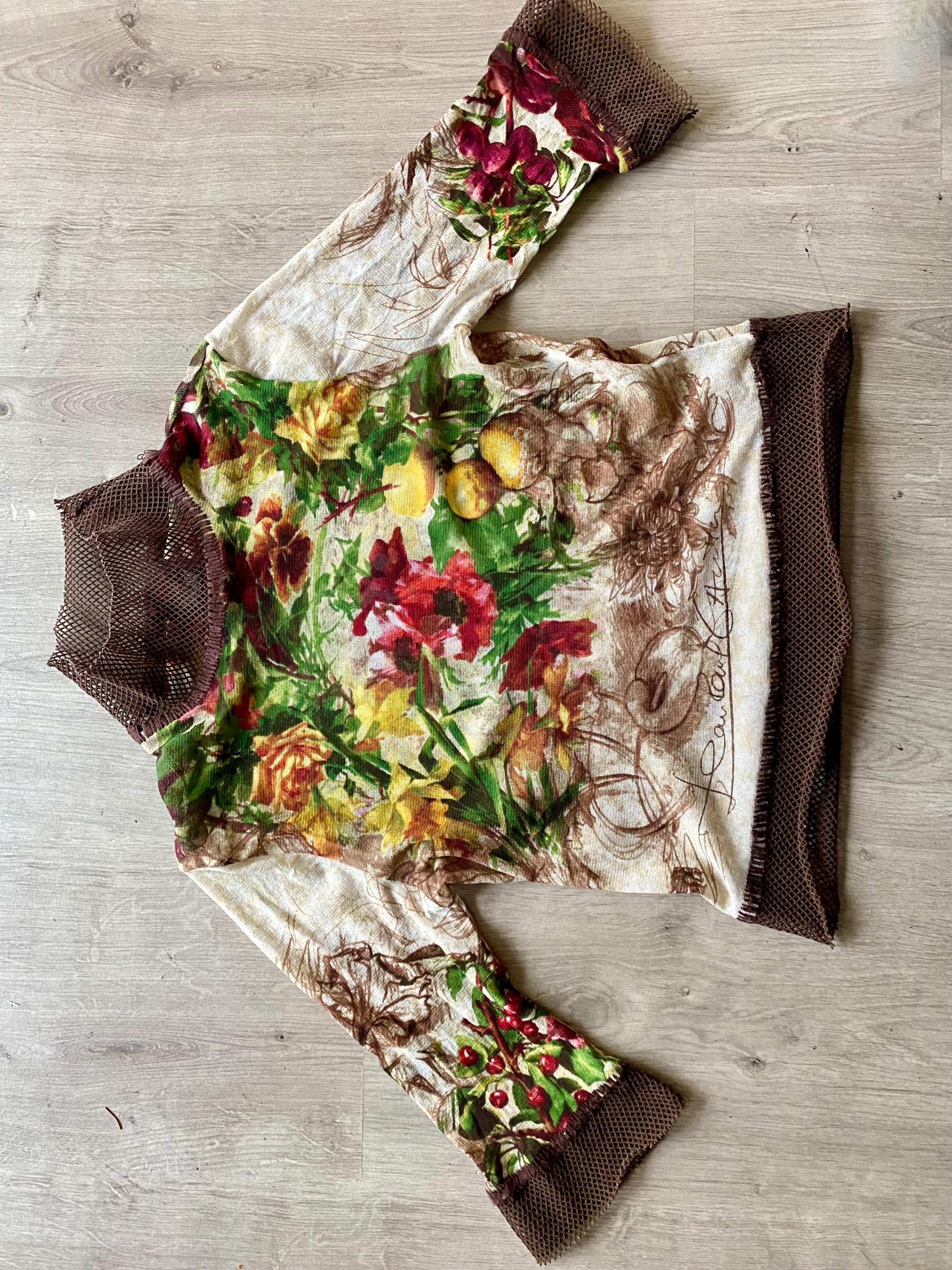 Authentic Vintage Jean Paul Gaultier SS 1999 Botanical Print Mesh