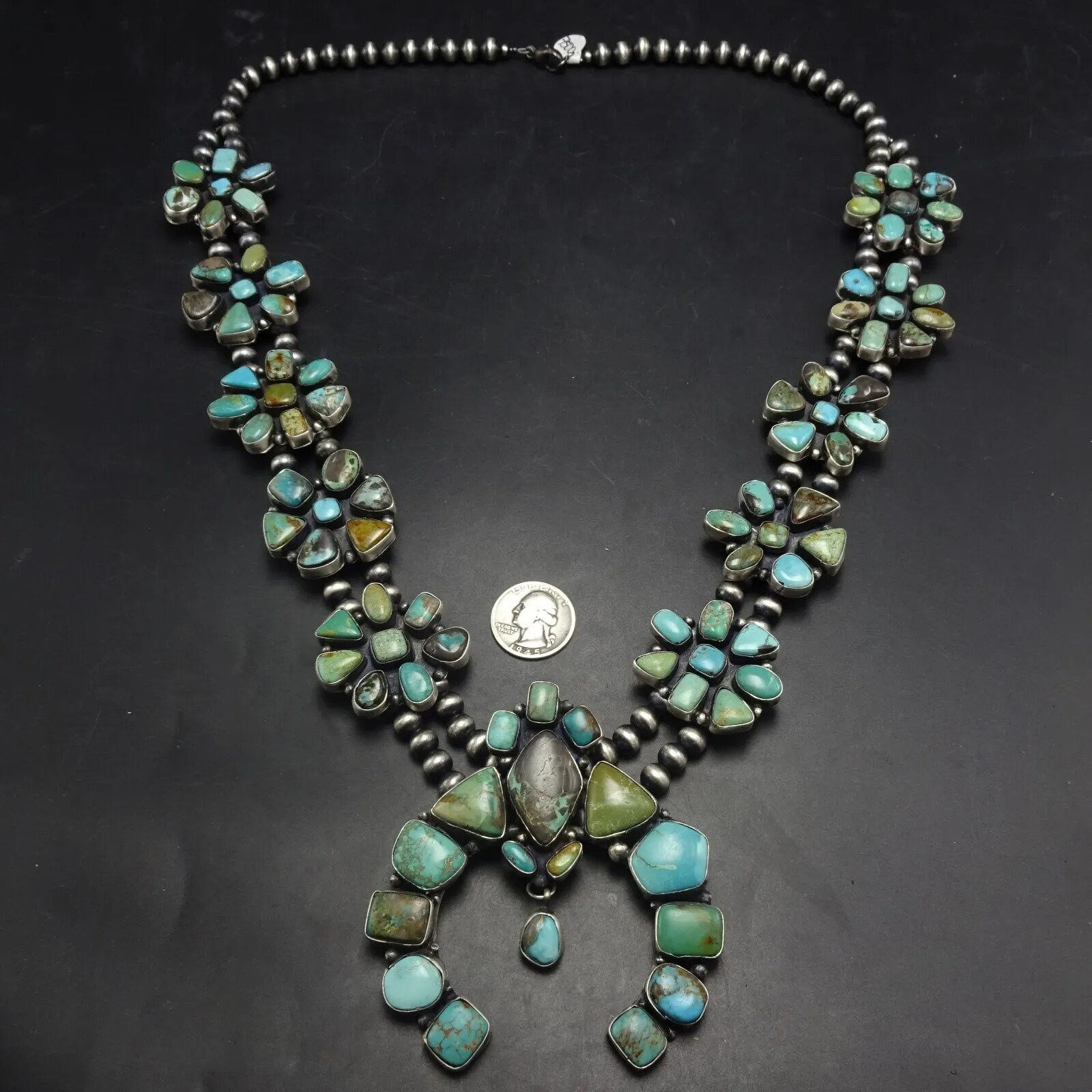 COLOSSAL Ella Peter NAVAJO Sterling Silver TURQUOISE Squash