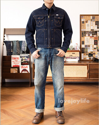 Red Tornado Vintage 60s Men Raw Denim Jacket Zipper Coat 24MJZ