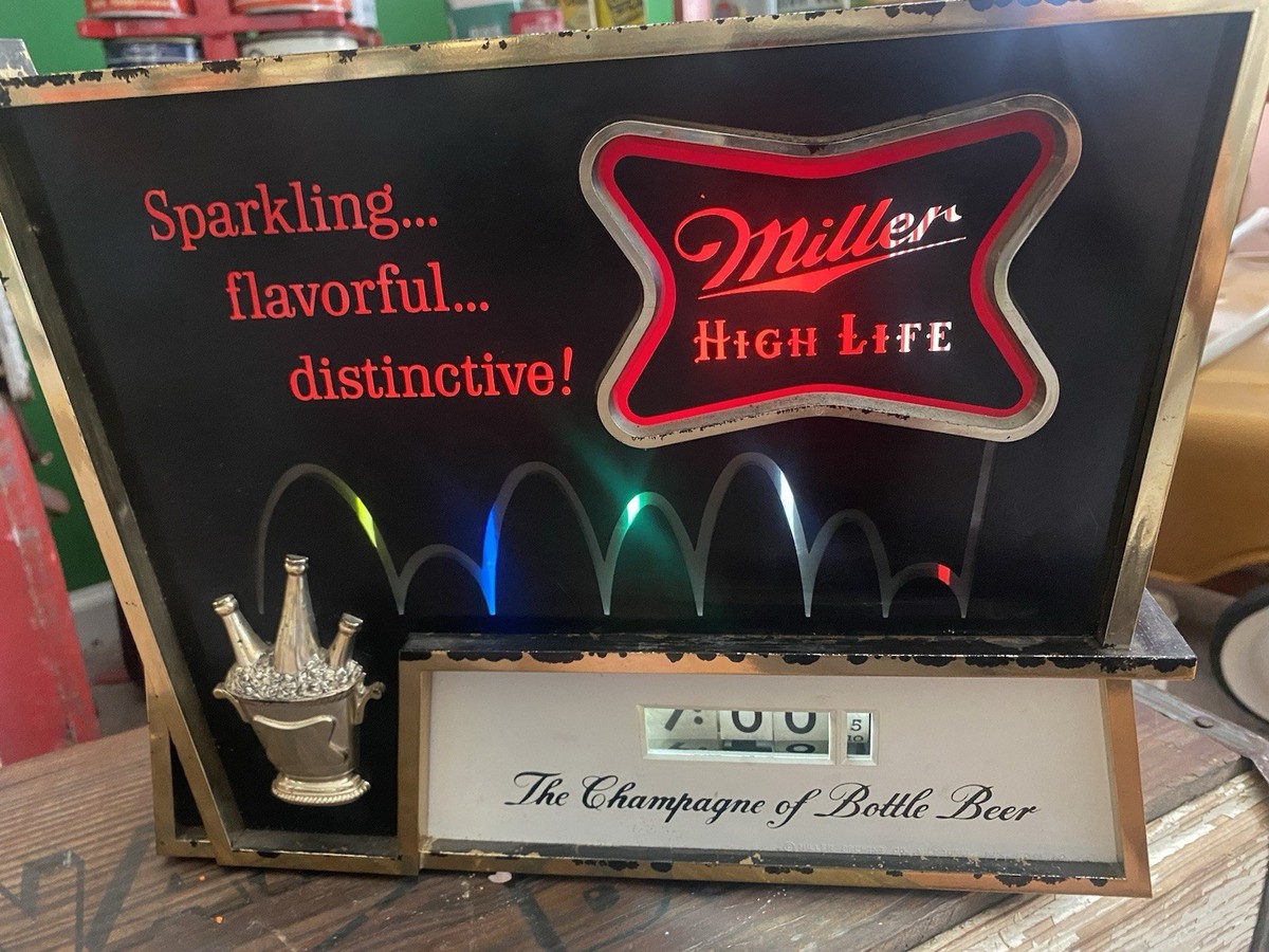 RARE 1960s Miller High Life Beer Bouncing Ball Sign Clock Antique