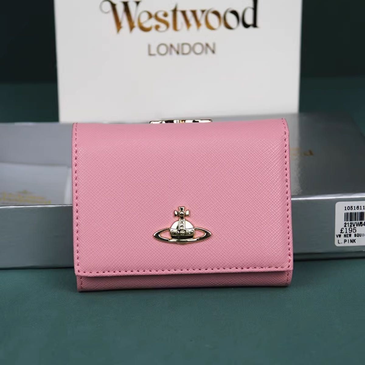 Vivienne Westwood Tri fold Wallet Light Peach Pink leather Orb