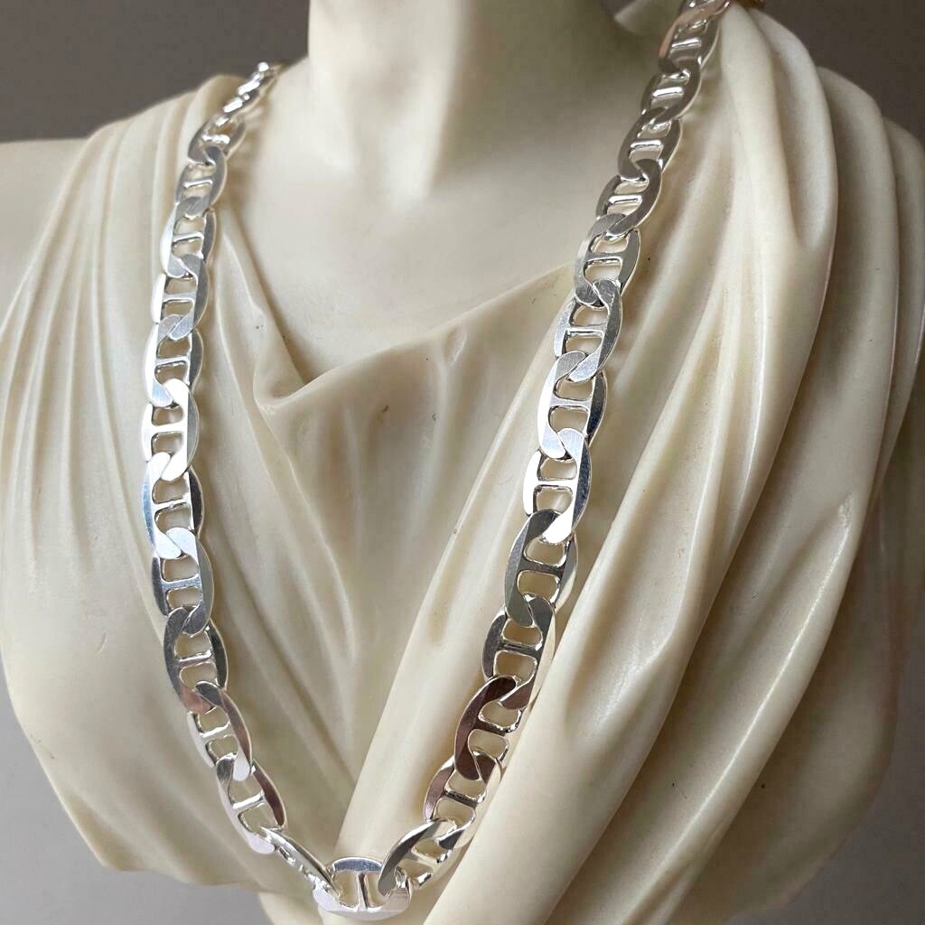 Mens Womens 8mm 925 Sterling Silver Mariner Link Chain Necklace