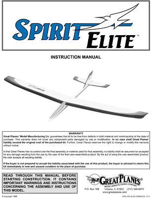 Great Planes Model Airplane Plans (RC): SPIRIT ELITE 2M (78