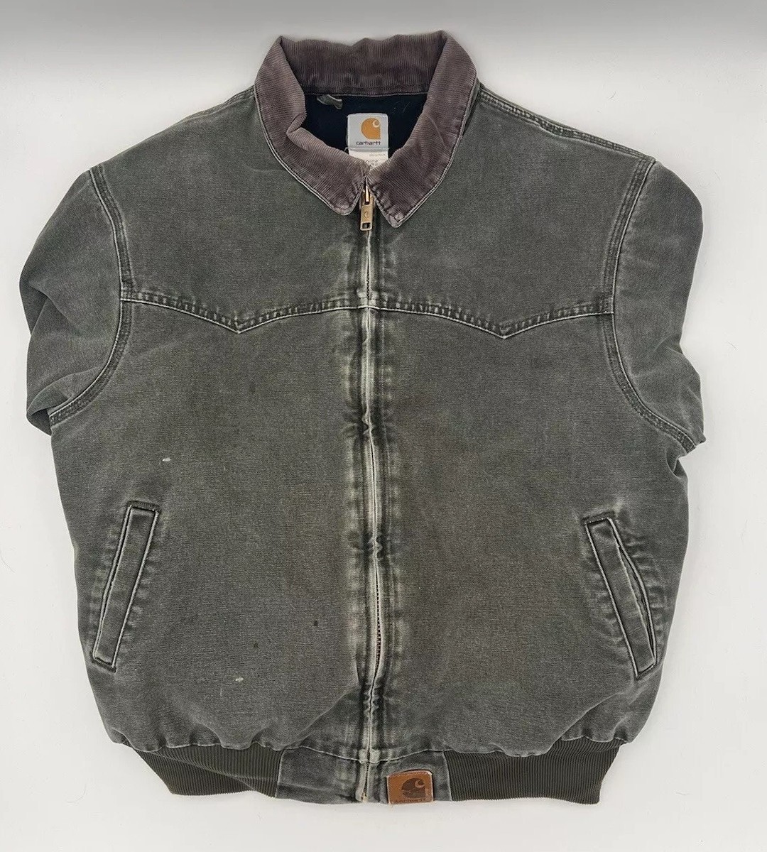 Vintage Carhartt J14 MOS Green Santa Fe Canvas Quilt Lined Jacket