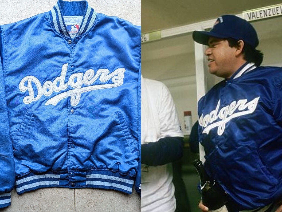LA Dodgers 80s STARTER satin bomber jacket L blue MLB baseball