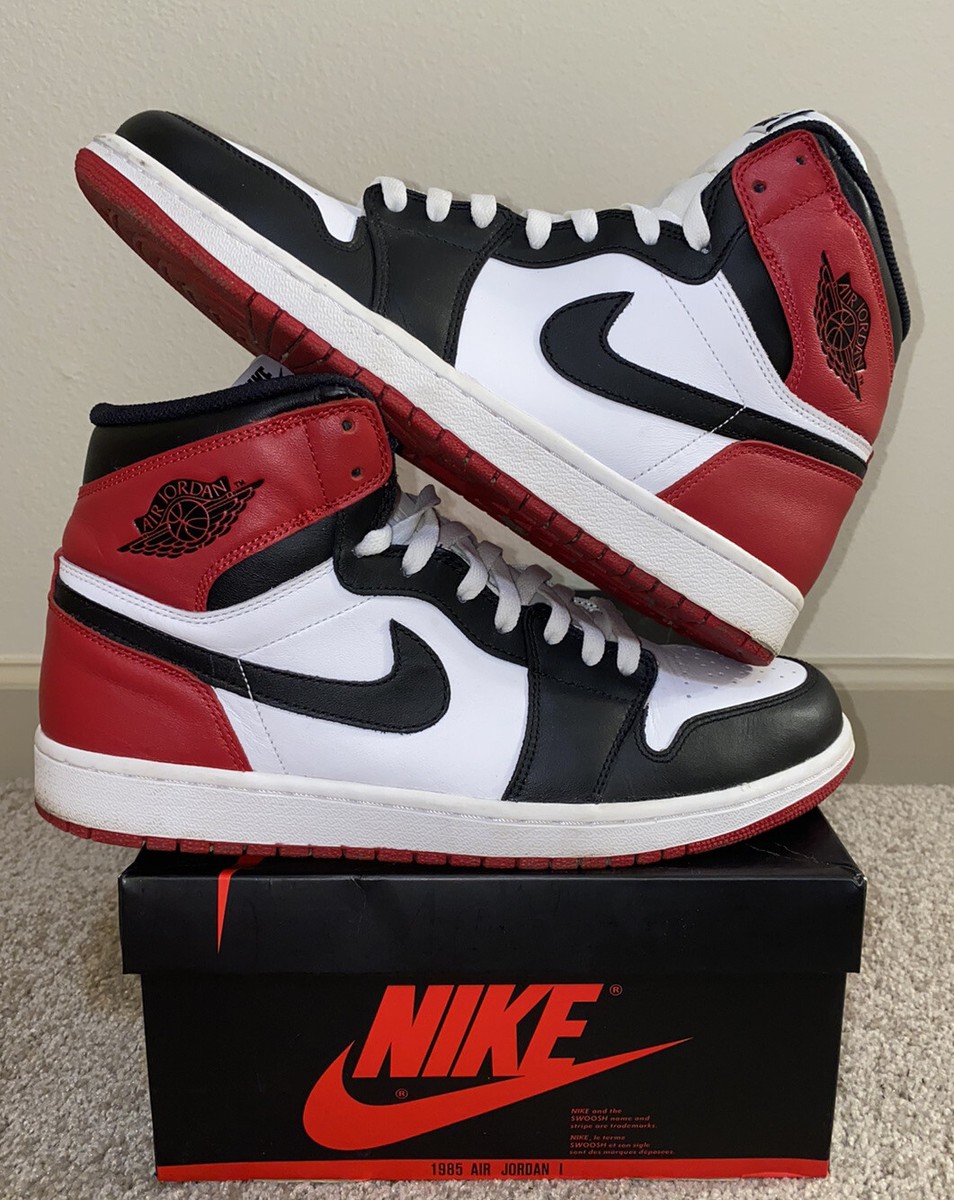 Nike Air Jordan Retro 1 Black Toe 2013 11 White Red High 555088