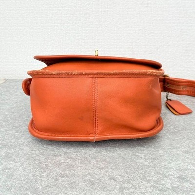 COACH Vintage Leather Shoulder Bag Crossbody Orange Turnlock Flap