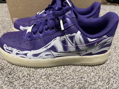 Size 5 - Nike Air Force 1 Low '07 QS Purple Skeleton Halloween