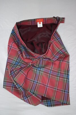 Vivienne Westwood Burgundy Tartan Check Wool Side Zip Skirt Womens