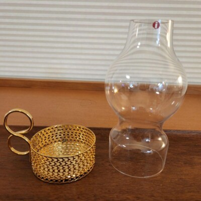 iittala Tsaikka Candle Holder 24Karaatti Lanthanum 1980s Vintage