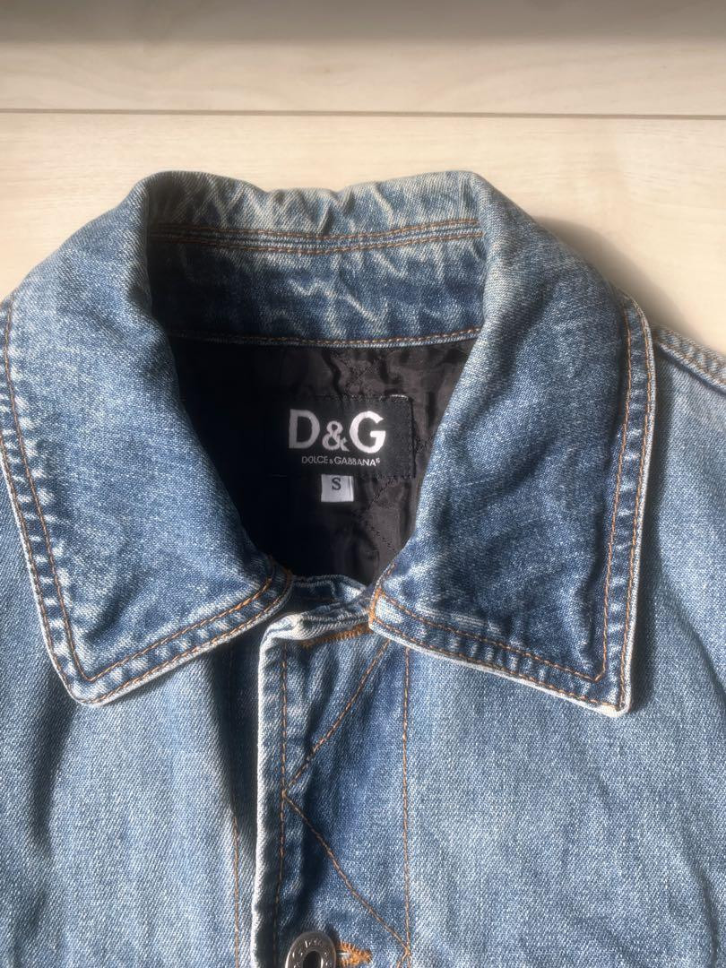 D&G Dolce & Gabbana Light Blue Denim Jacket Distressed Padded S | eBay