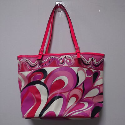 Emilio Pucci tote bag Medium PVC leather Pucci pattern red pink | eBay