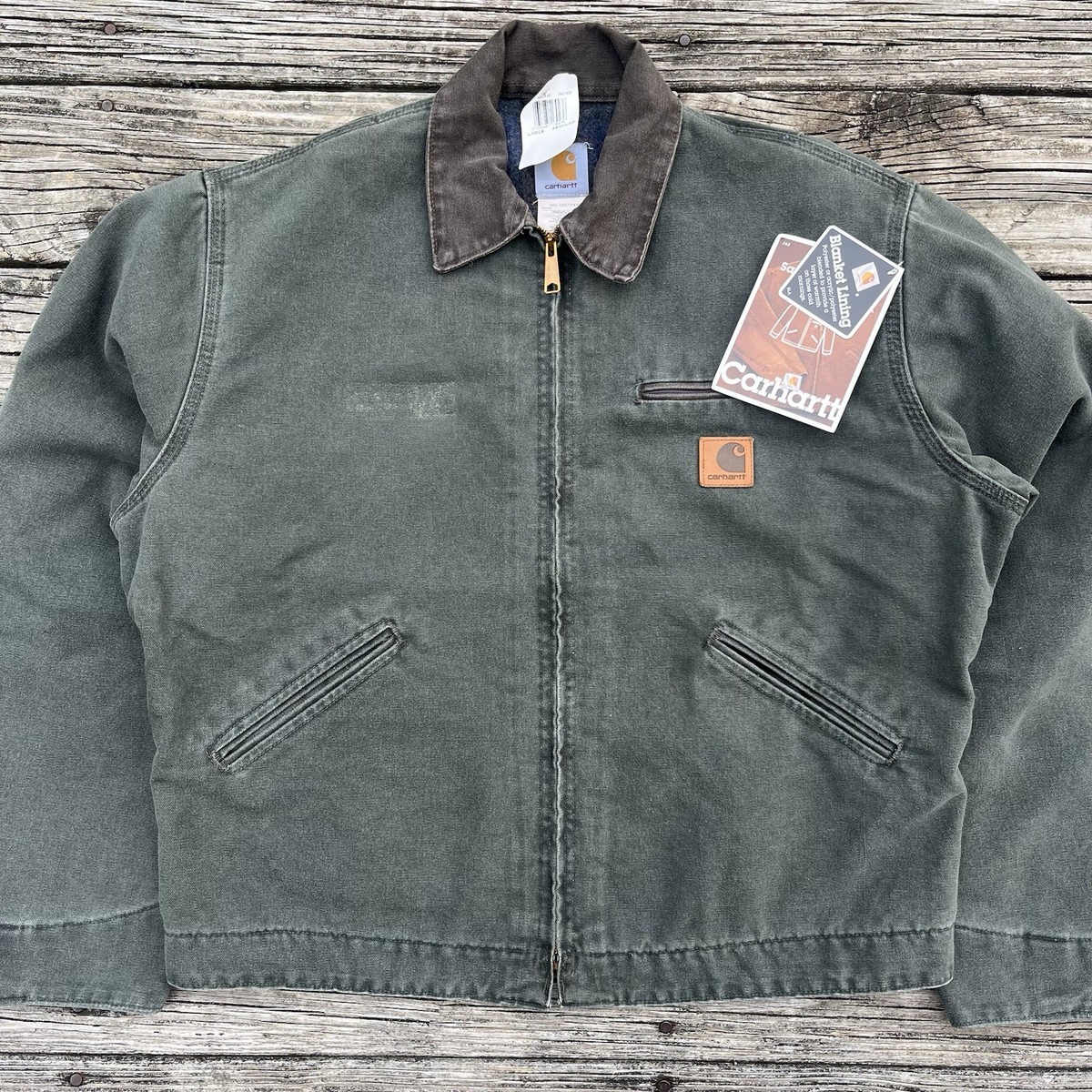 vintage nwt carhartt j97 mos sandstone detroit jacket in moss size