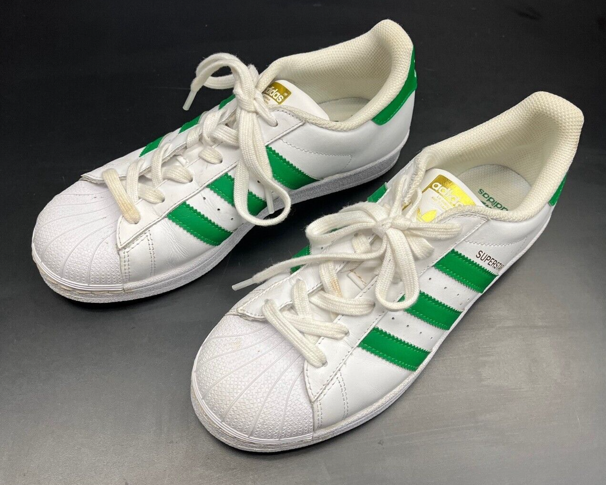 Adidas Women's Superstar Ortholite Green Stripe Sneakers Size 6.5