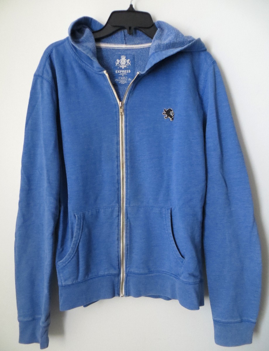 Vintage Express Blue Stonewash Zip-Up Hoodie Men's Medium Logo. | eBay