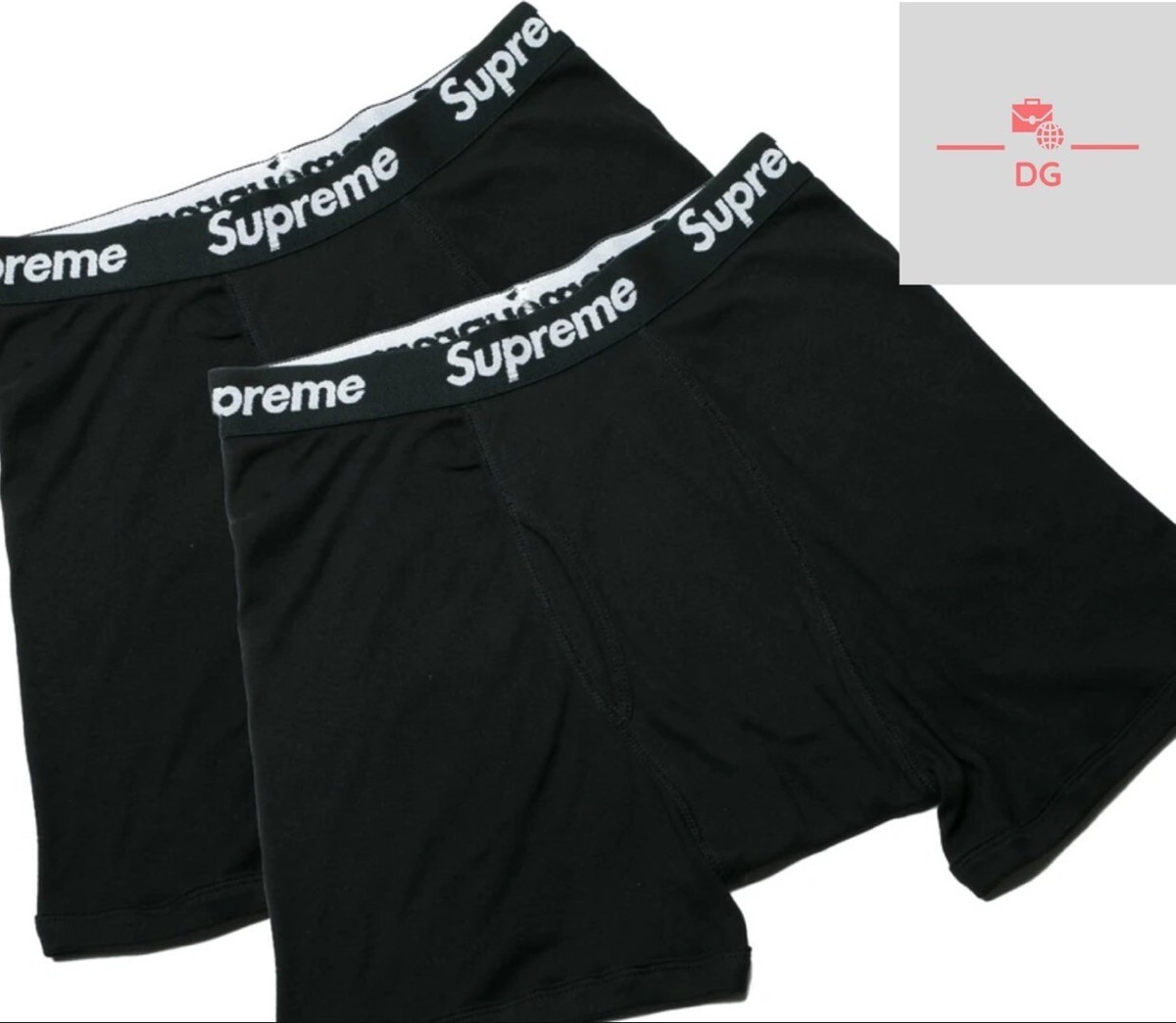 SUPREME/ HANES BOXER BRIEFS Underwear/BLACK**WHITE/ (TWO BOXER