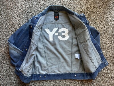 Y-3 x Adidas Men's Blue Denim Jeans Biker Jacket Medium Italy