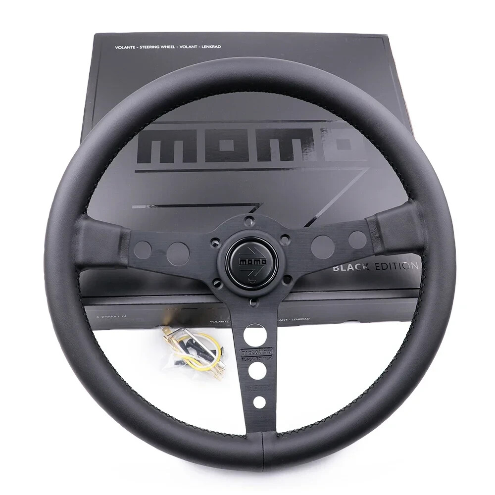 MOMO Prototipo P5 Black Edition 350mm 14in Genuine Leather Sport