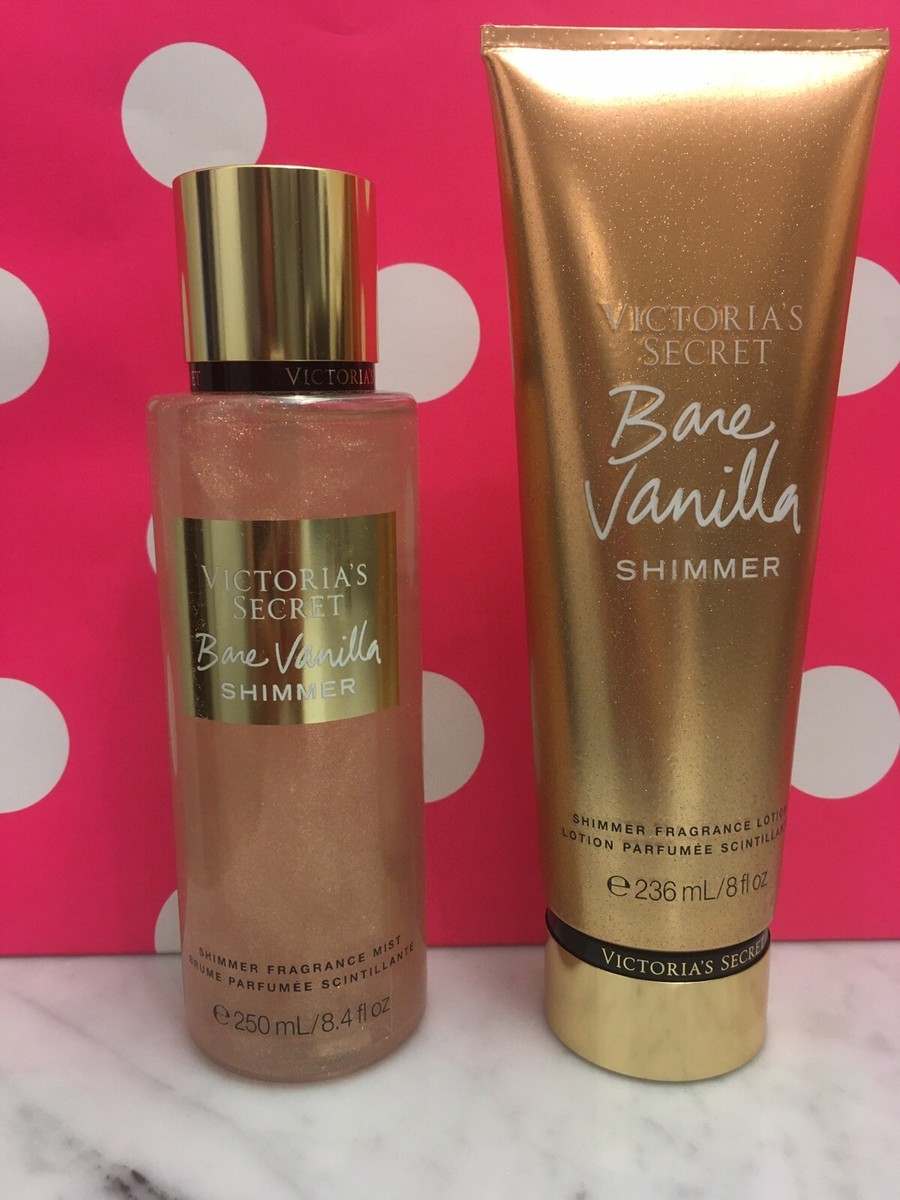 NEW Victoria Secret BARE VANILLA SHIMMER 2 Piece Fragrance Mist