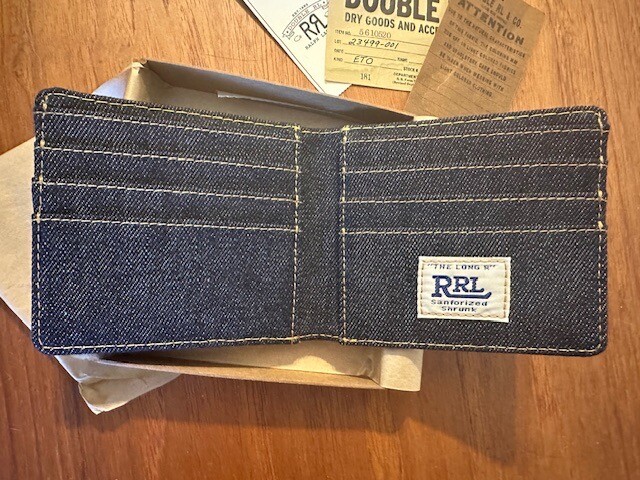 New RRL Ralph Lauren DOUBLE RL Selvedge Denim Bifold in Indigo OS