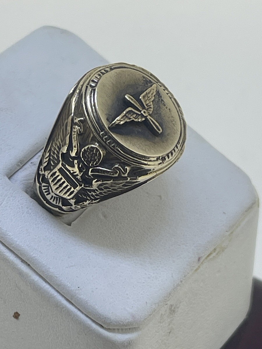 Antique 10k Gold AVIATION PILOTS WINGS WW2 USA AIR FORCE MENS RING