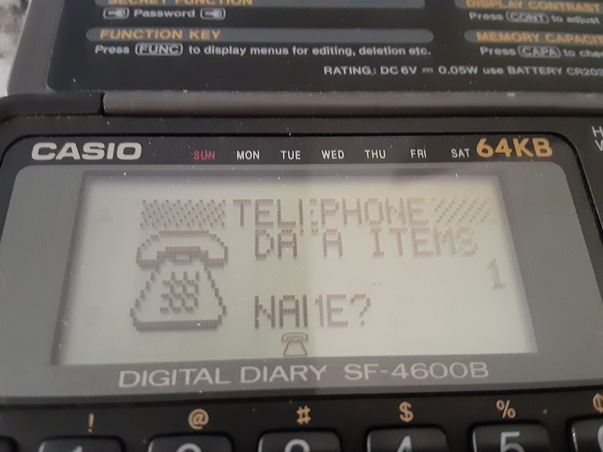 Vintage Casio SF-4600B 64KB Pocket Computer Organizer Calendar