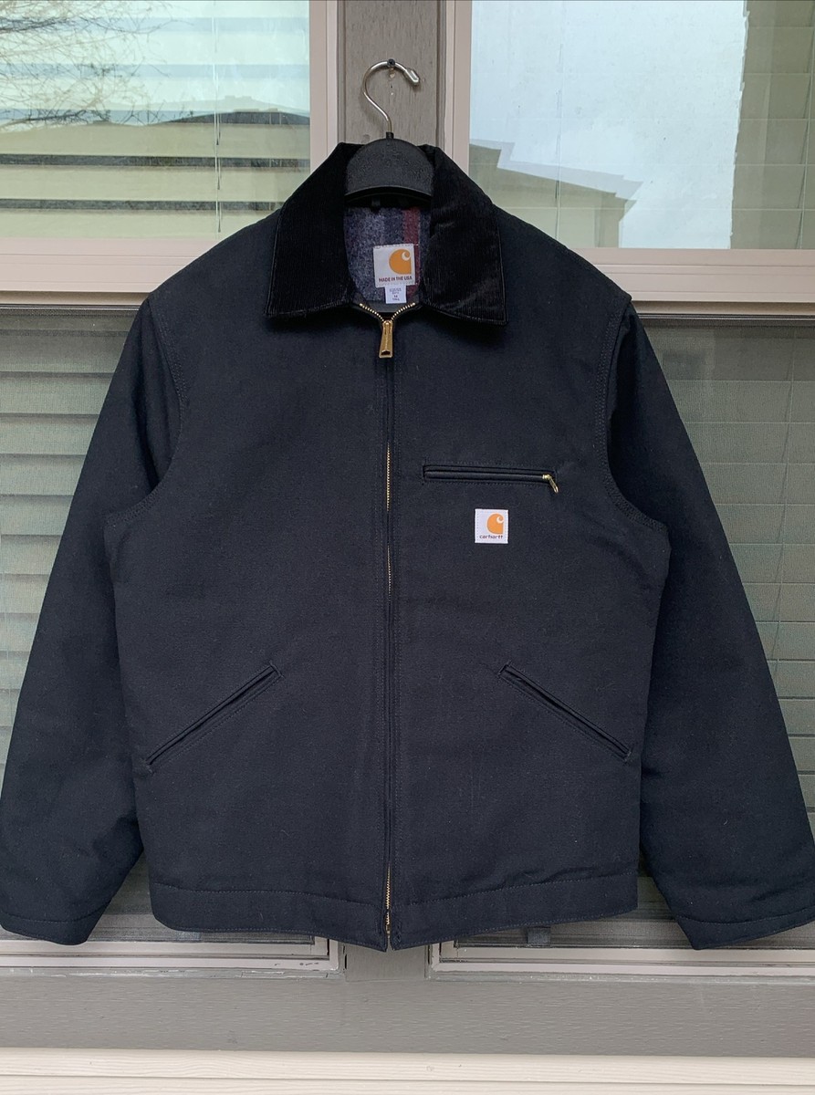 Carhartt Detroit Jacket J001 MEDIUM TALL Black Blanket Line Canvas