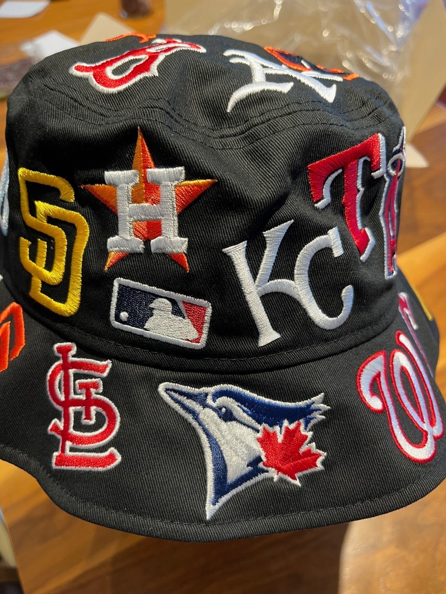 NEW ERA Bucket hat 01 Embroidery Team Logo Allover MLB Black