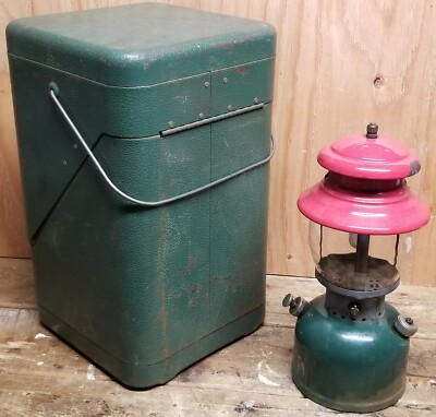 Vintage Coleman 200A 8/51 Red/Green Lantern With Green Metal