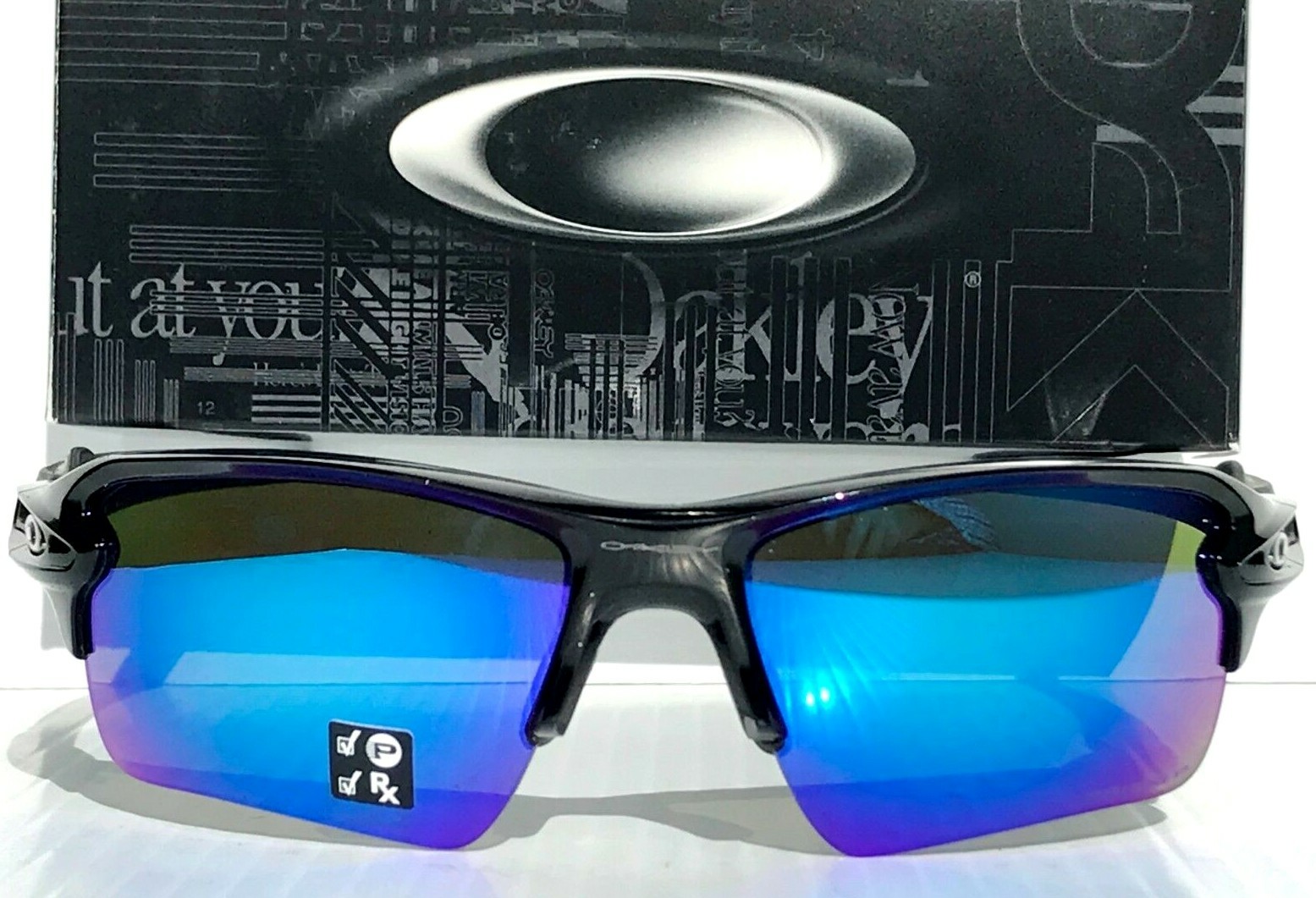 NEW Oakley Flak 2.0 XL Black POLARIZED PRIZM Sapphire Blue Lens