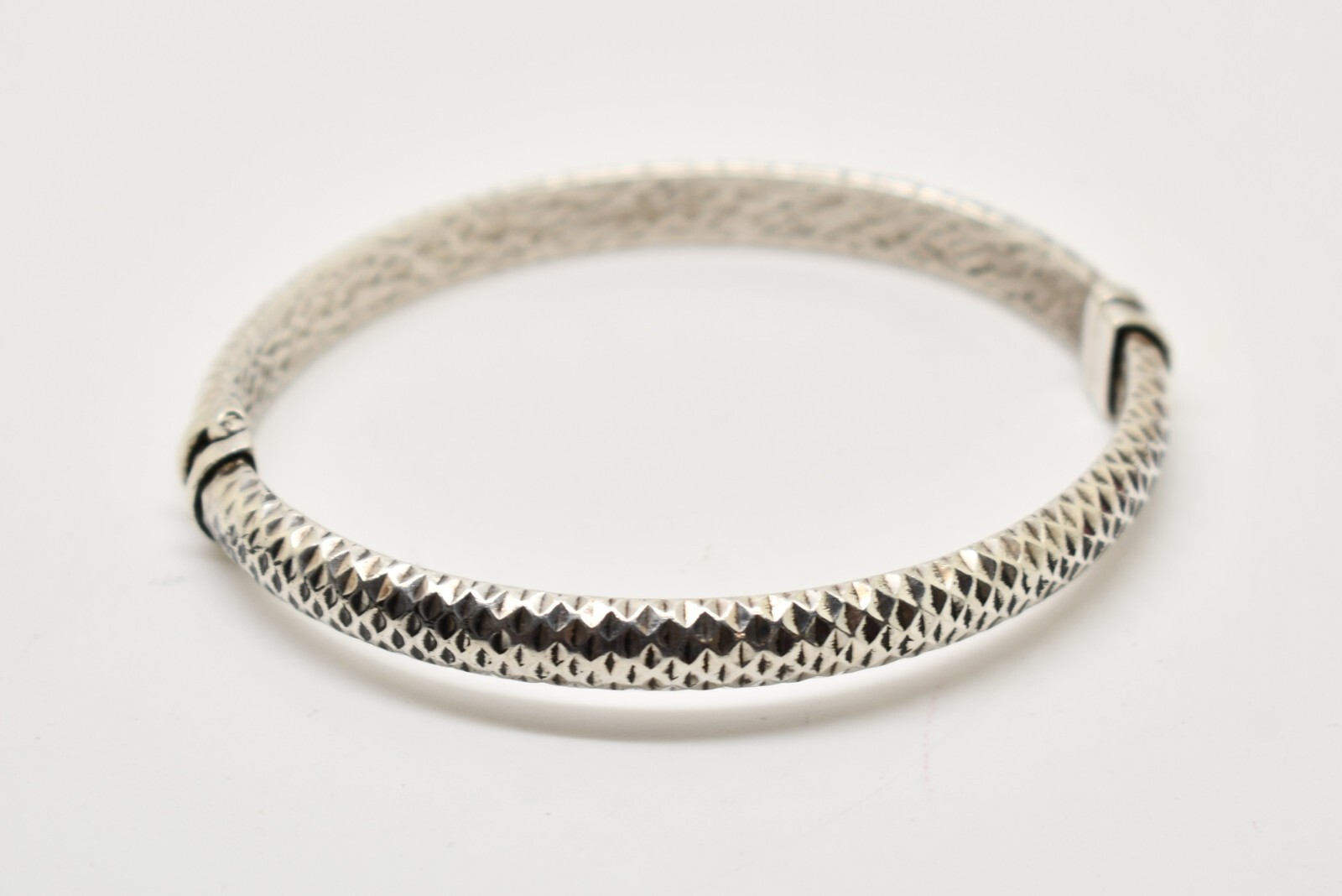 Sterling Silver Textured Bangle Bracelet 6.5