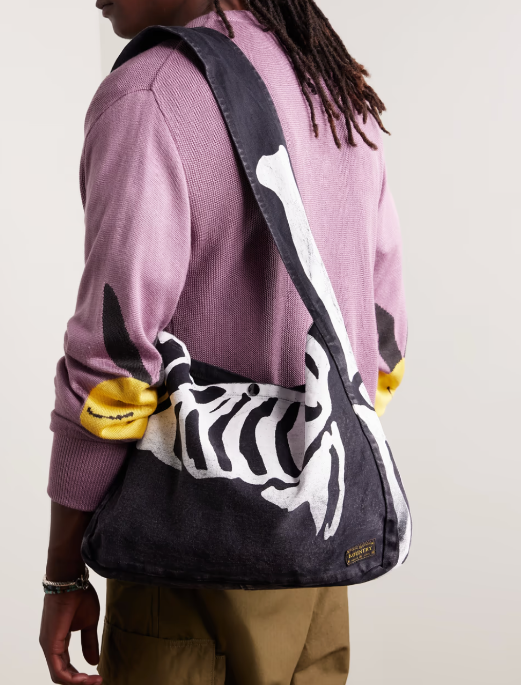 Kapital 14 oz. Denim Bone Print Book Bag Black /Shoulder bag | eBay