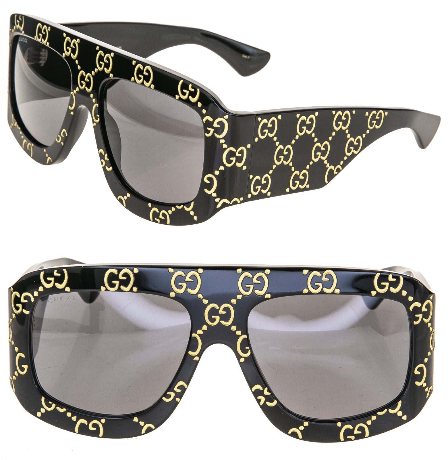 GUCCI AUTHENTIC Monogram Print 0983 Black Unisex Mask Sunglasses