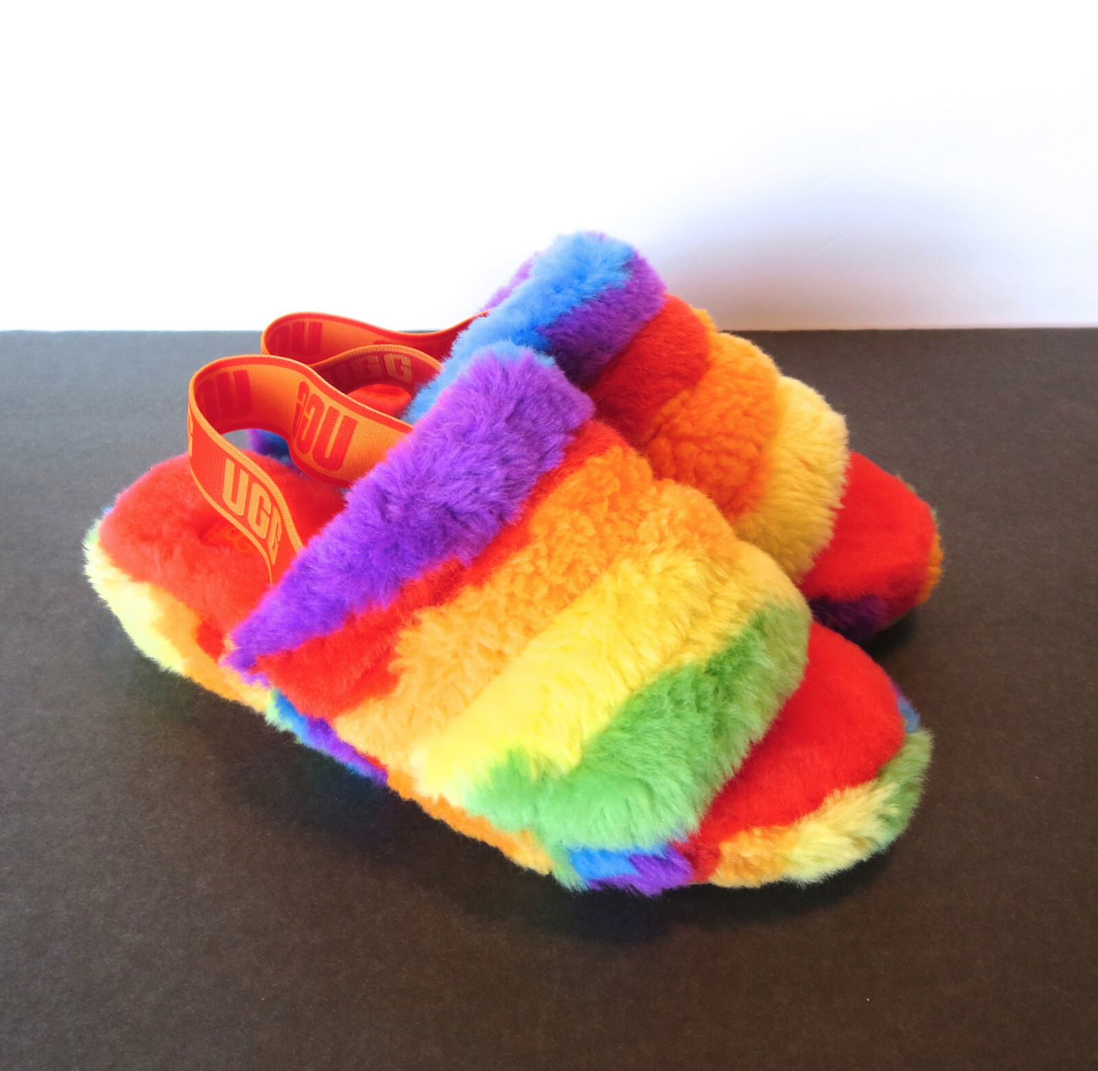 Ugg Fluff Yeah Slippers (6,7,9,10) Cali Collage Rainbow NEW Soft