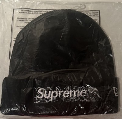NEW Supreme New Era Bandana Box Logo Beanie Black FW19BN4 One Size