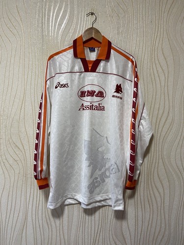 ROMA 1995 1997 AWAY SHIRT JERSEY LONG SLEEVE ASICS sz XL MEN WHITE